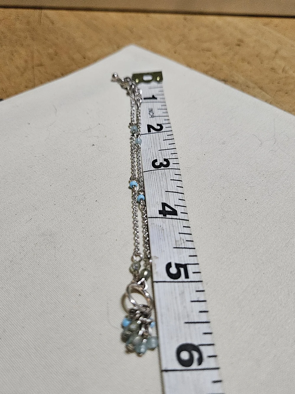 Avon Silver-Tone Necklace with Pale Blue Bead Cluster